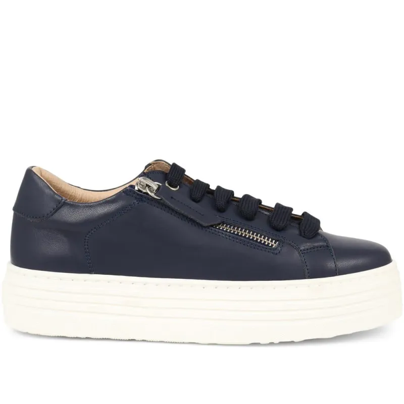 Amaliada Leather Platform Trainers - AMALIADA / 325 316 - Navy sold by Jones Bootmaker