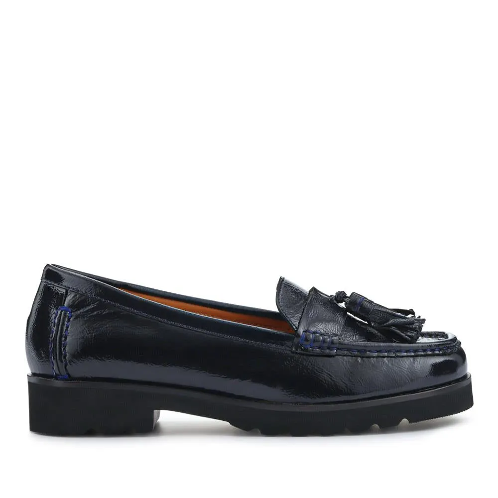 Leather Casual Slip-On Shoes - GERANIUM2 / 326 780 - Navy Patent sold by Jones Bootmaker