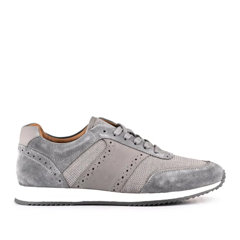 Sergio Lace-Up Leather Trainers - SERGIO / 328 071 - Grey Suede sold by Jones Bootmaker