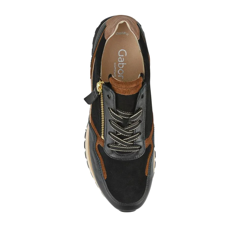 Hollywell Gabor Leather Zip & Lace Trainers - GAB42502 / 327 741 - Brown Multi sold by Jones Bootmaker product image thumbnail 4