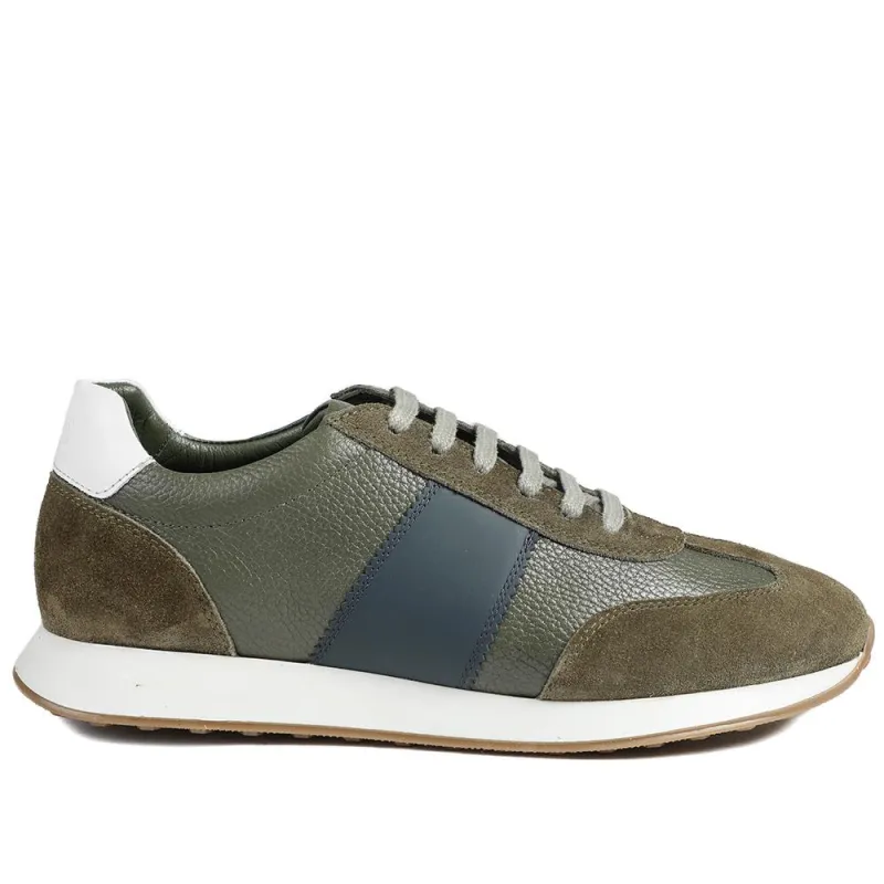 Silvio Leather & Suede Low-Top Trainer - SILVIO / 329 066 - Khaki Suede sold by Jones Bootmaker