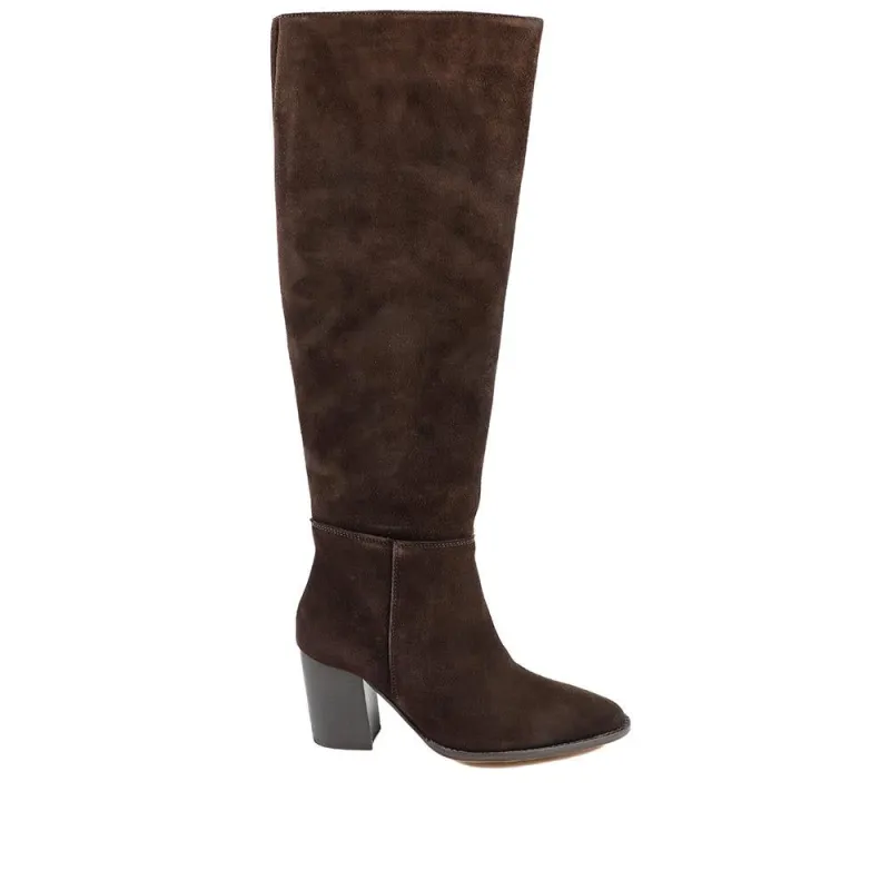 Debbie Smart Leather Long Boots - DEBBIE / 328 441 - Brown Suede sold by Jones Bootmaker