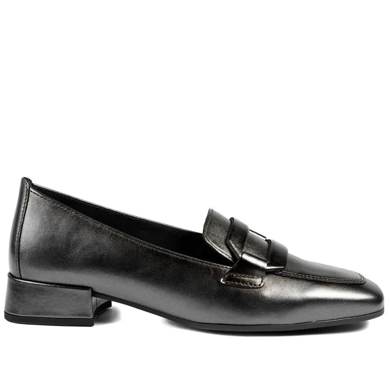 Gabor Smart Leather Heeled Loafers - GAB42558 / 329 508 - Metallic sold by Jones Bootmaker