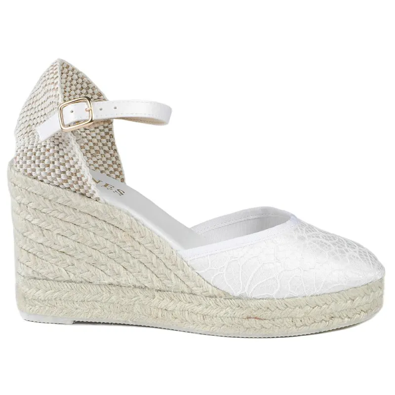 Reign Leather Wedge Espadrilles - REIGN / 329 415 - White Floral sold by Jones Bootmaker