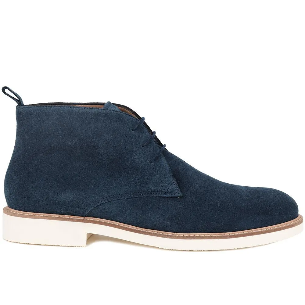 DeaconSpring Leather Chukka Boots - DEACONSPRING / 324 977 - Light Blue Suede sold by Jones Bootmaker