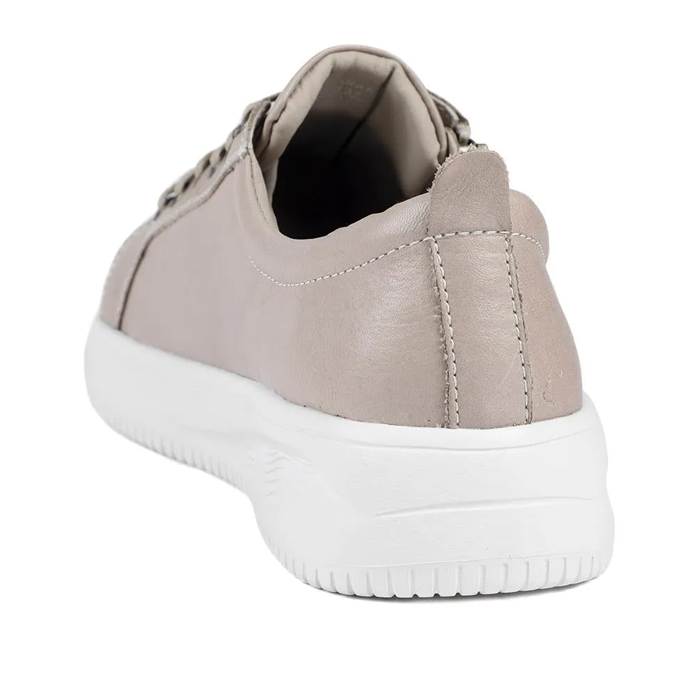 Anara Zip & Lace Leather Trainers - ANARA / 329 010 - Stone sold by Jones Bootmaker product image thumbnail 3
