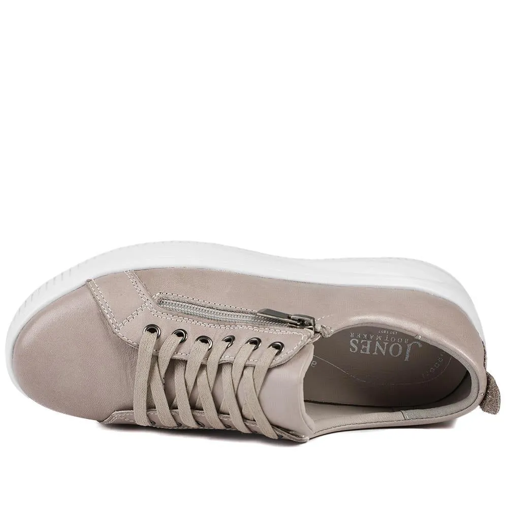 Anara Zip & Lace Leather Trainers - ANARA / 329 010 - Stone sold by Jones Bootmaker product image thumbnail 4