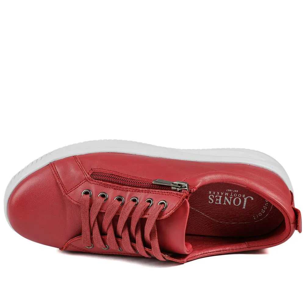 Anara Zip & Lace Leather Trainers - ANARA / 329 010 - Red sold by Jones Bootmaker product image thumbnail 4