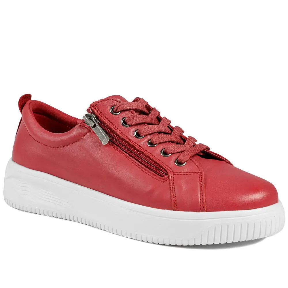 Anara Zip & Lace Leather Trainers - ANARA / 329 010 - Red sold by Jones Bootmaker product image thumbnail 2