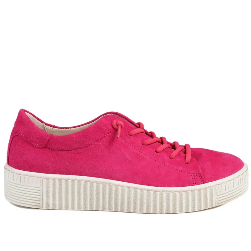 Gabor Casual Leather Lace Up Trainers - GAB43002 / 328 668 - Hot Pink sold by Jones Bootmaker