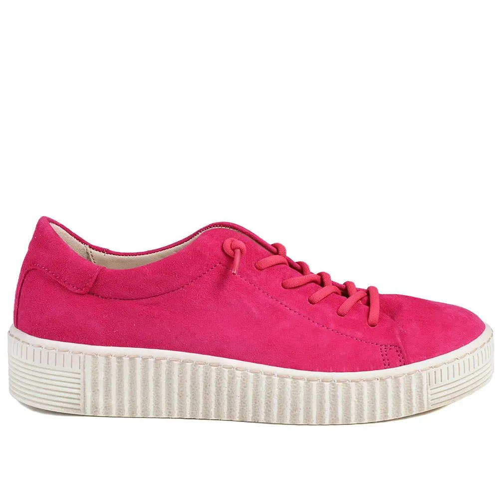 Gabor Casual Leather Lace Up Trainers - GAB43002 / 328 668 - Hot Pink sold by Jones Bootmaker