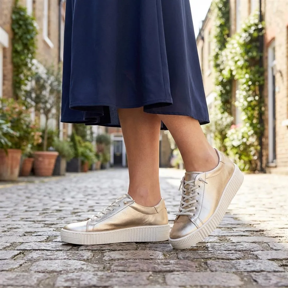 Gabor Casual Leather Lace Up Trainers - GAB43002 / 328 668 - Gold sold by Jones Bootmaker product image thumbnail 2