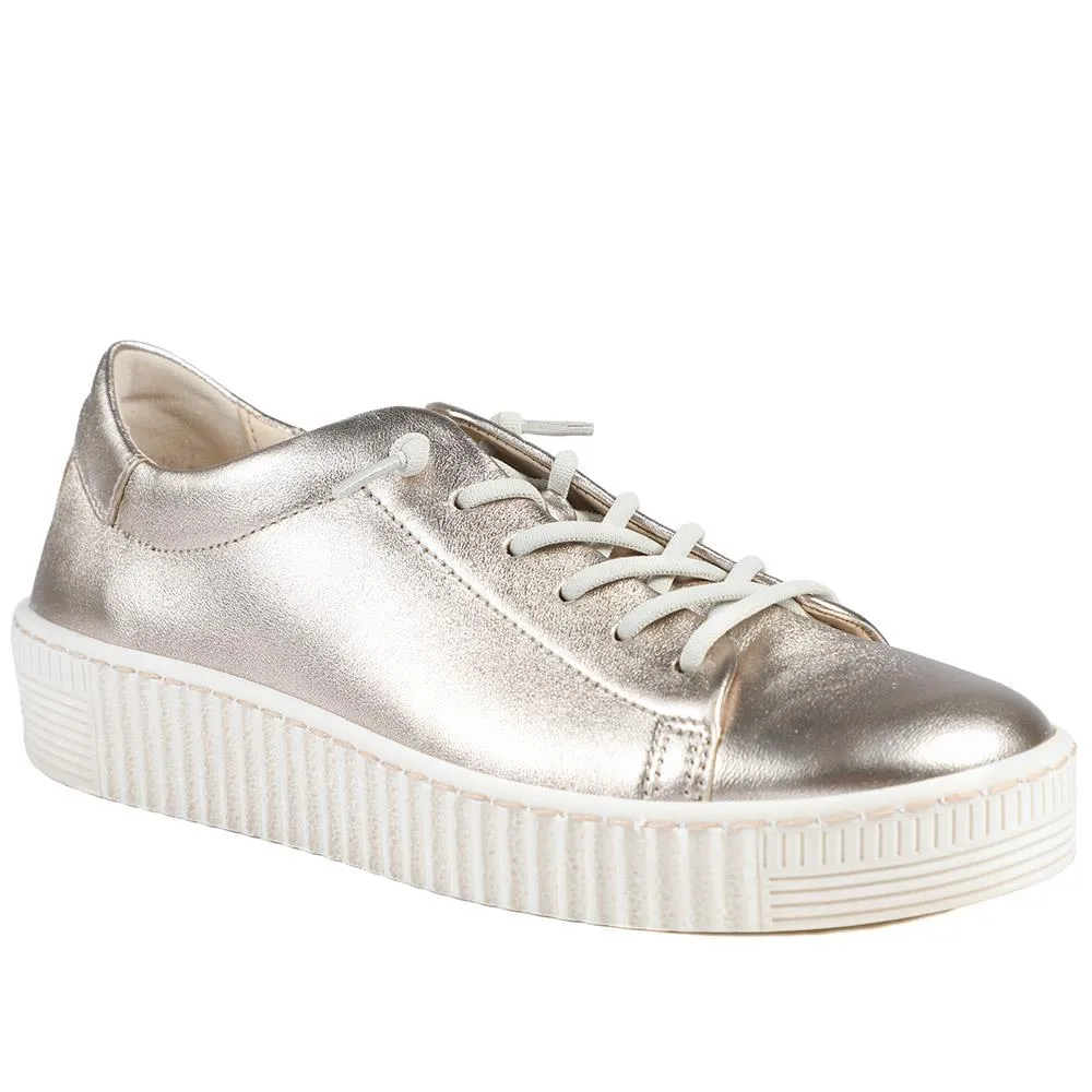 Gabor Casual Leather Lace Up Trainers - GAB43002 / 328 668 - Gold sold by Jones Bootmaker product image thumbnail 3