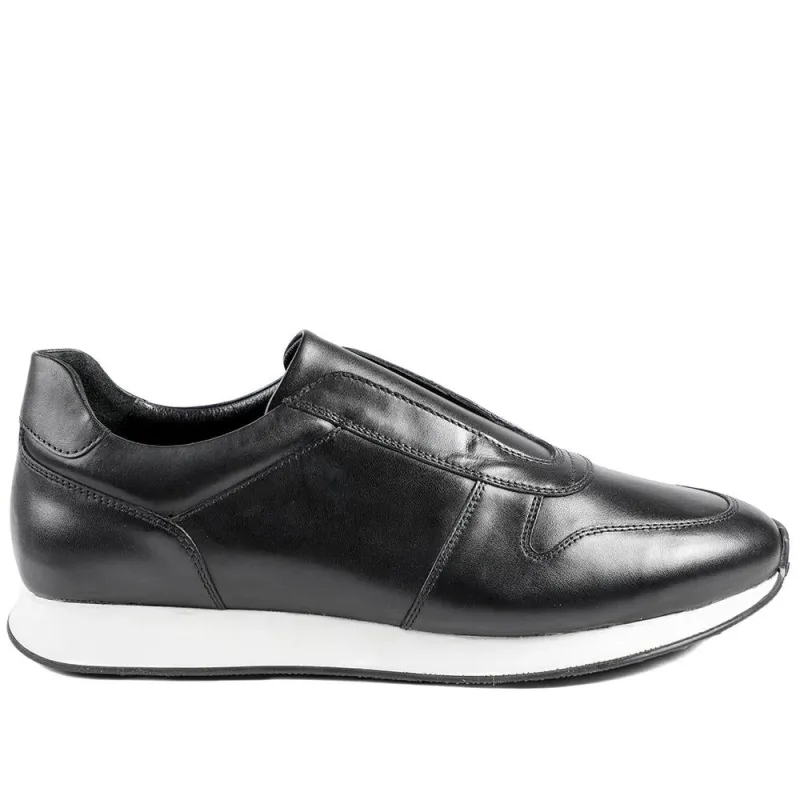 Taccino Leather Slip On Trainers - TACCINO / 329 061 - Black Leather made by Jones Bootmaker
