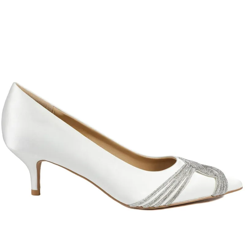 Zaina Embellished Detail Occasion Court Shoes - ZAINA / 329 095 - Ivory made by Jones Bootmaker