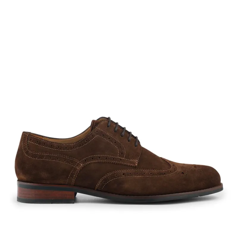 Manning Wide-Fit Men's Brogues - MANNING / 320 487 - Brown Suede sold by Jones Bootmaker