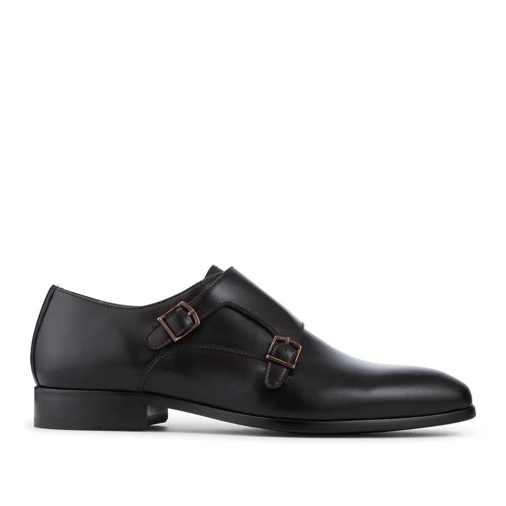 Naveen Smart Leather Monk Strap Shoes - NAVEEN / 328 714 - Dark Brown sold by Jones Bootmaker