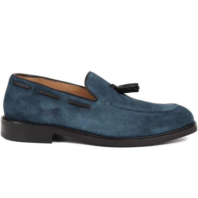 Rhett Gents Suede Tassel Loafers - RHETT / 324 381 - Light Blue Suede made by Jones Bootmaker