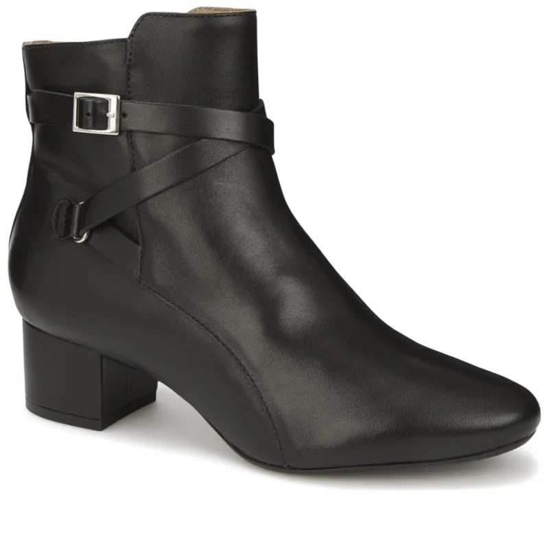 Block Heel Ankle Boot - GLO28506 / 313 765 - Black Leather sold by Jones Bootmaker