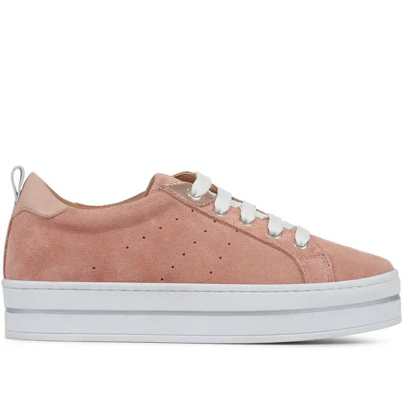 Alisha Leather Lace-Up Trainers - ALISHA / 319 620 - Dusky Pink made by Jones Bootmaker
