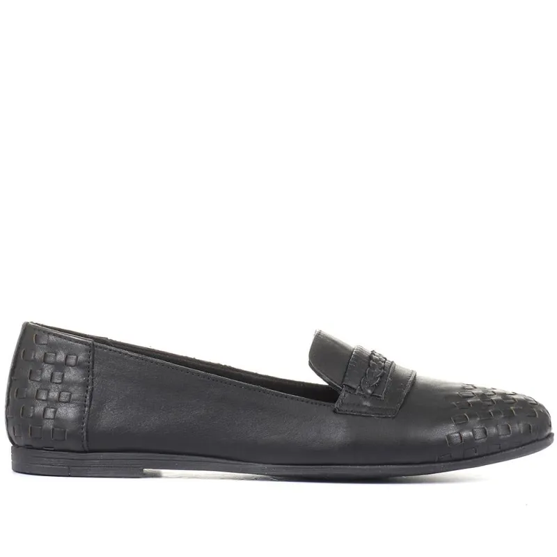 Mariah Woven Leather Loafers - MARIAH / 320 179 - Black-Black sold by Jones Bootmaker