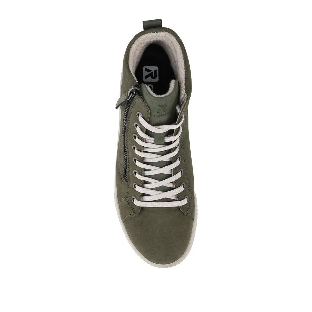 Rieker Leather Zipped Hi Top Trainers - RKR42546 / 328 186 - Green sold by Jones Bootmaker product image thumbnail 4