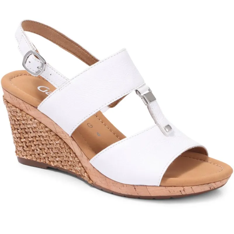 Keira Leather Wedge Sandal - GAB29522 / 314 619 - White made by Jones Bootmaker