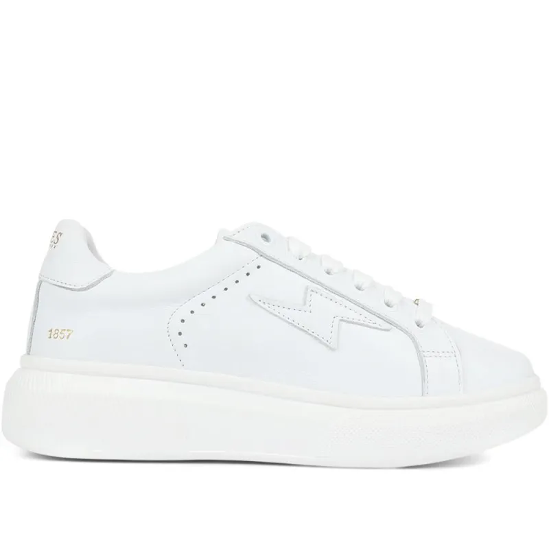 Enrica Leather Platform Trainers - ENRICA / 901 905 - White-White sold by Jones Bootmaker
