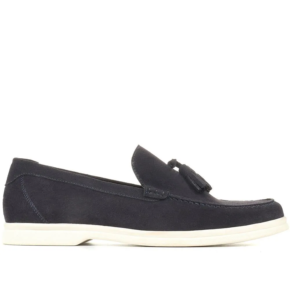 Quin Suede Tassel Loafers - QUIN / 321 689 - Navy Suede sold by Jones Bootmaker