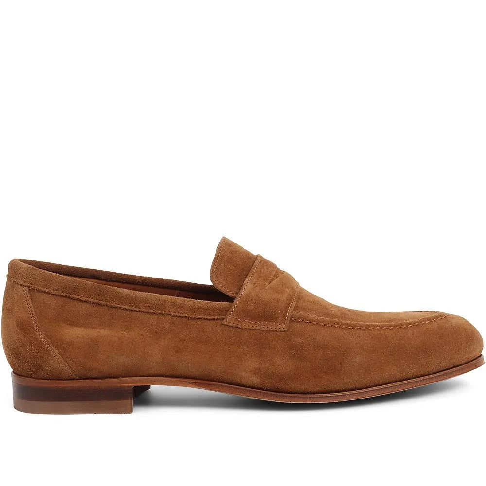 Cristo Leather Penny Loafers - CRISTO / 321 995 - Tan Suede sold by Jones Bootmaker