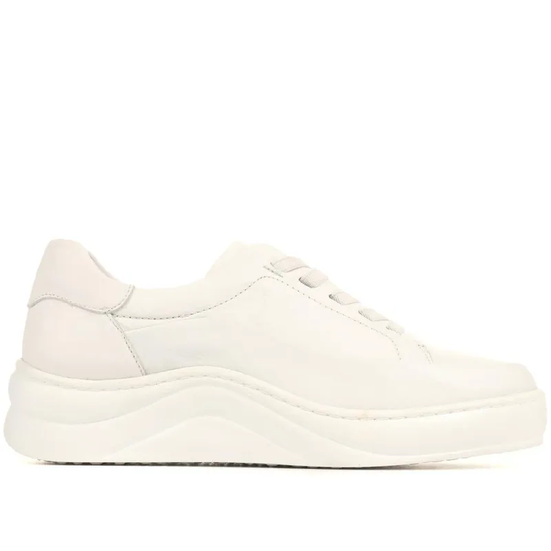 Makenna Leather Platform Trainers - MAKENNA / 322 299 - White made by Jones Bootmaker
