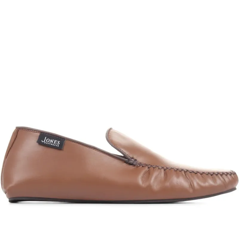 Yarm Leather Moccasin Slippers - YARM / 323 047 - Brown Leather sold by Jones Bootmaker