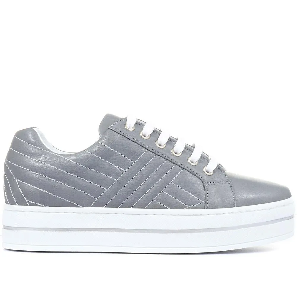 Amira Leather Platform Trainers - AMIRA / 318 440 - Grey sold by Jones Bootmaker