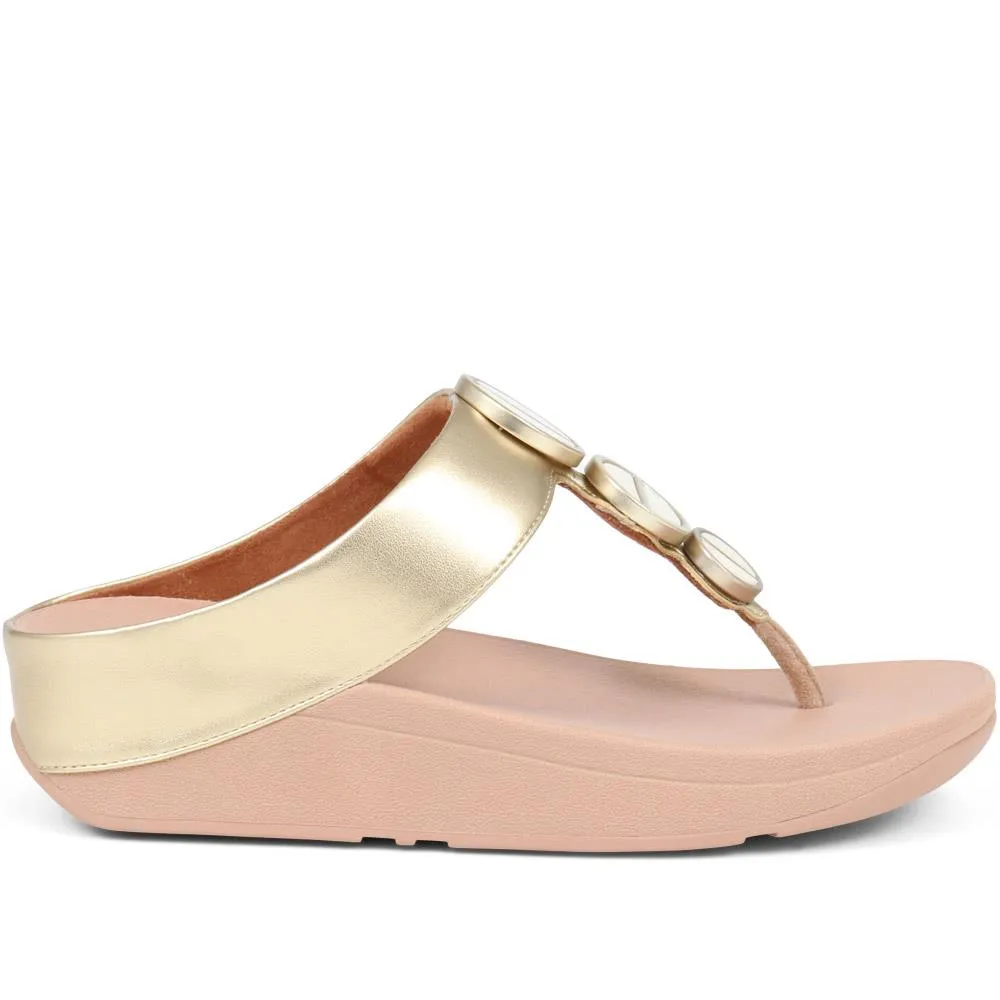 Halo Leather Wedge Sandals - FITF37503 / 323 247 - Platinum sold by Jones Bootmaker