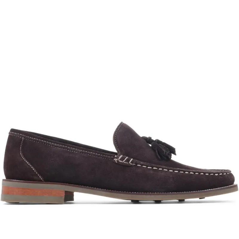 Ronan Leather Tassel Loafers - RONAN / 323 414 - Brown Suede made by Jones Bootmaker