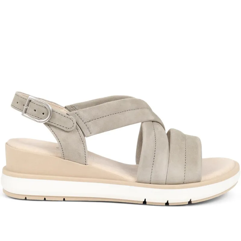 Nutmeg Wedge Sandals - GAB37509 / 323 504 - Taupe made by Jones Bootmaker