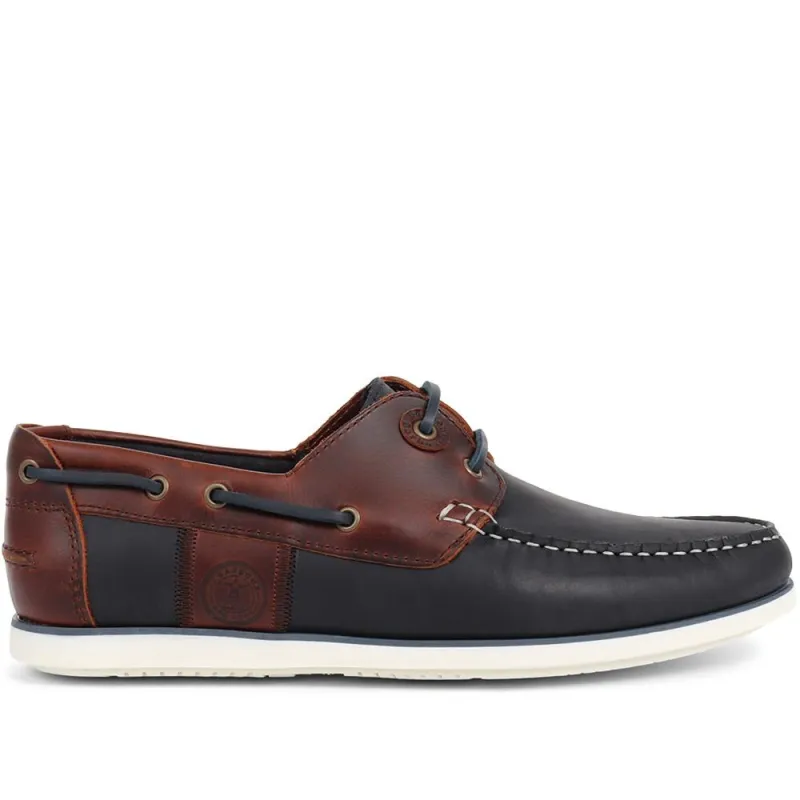 Wake Leather Boat Shoes - BARBR37502 / 323 676 - Navy-Brown made by Barbour