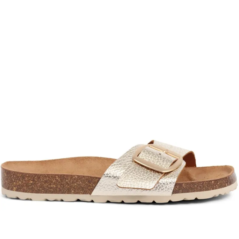 Tulip Buckle Mule Sandals - TULIP / 323 847 - Gold sold by Jones Bootmaker