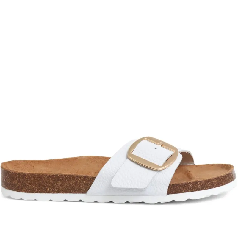 Tulip Buckle Mule Sandals - TULIP / 323 847 - White sold by Jones Bootmaker