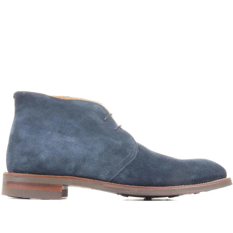 Campbell Blake Stitched Suede Desert Boots - CAMPBELL / 321 132 - Navy Suede sold by Jones Bootmaker