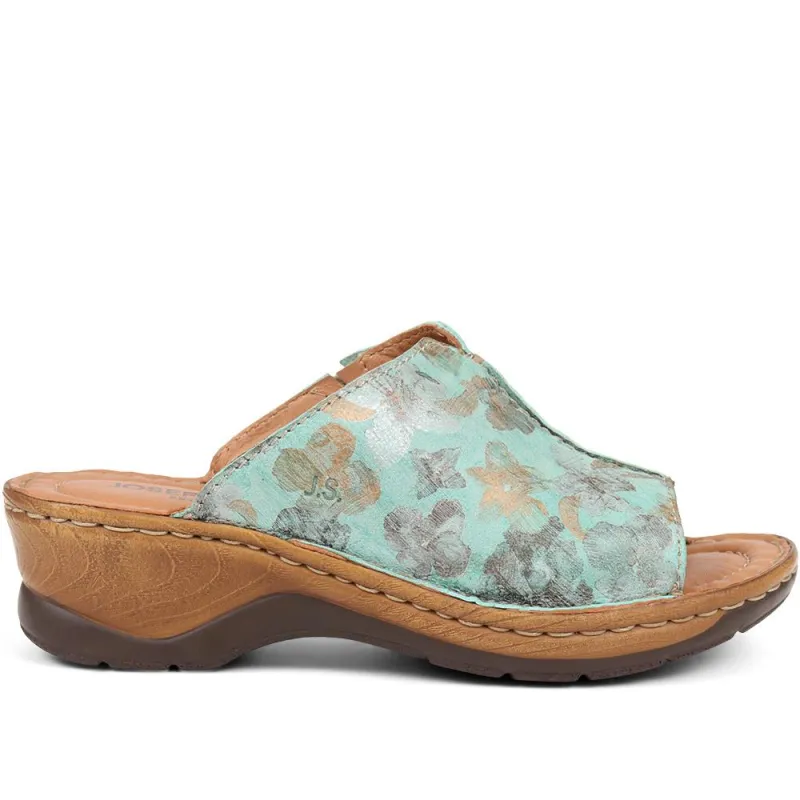 Leather Wedge Mules - JOSEF37501 / 323 355 - Green-Multi sold by Jones Bootmaker