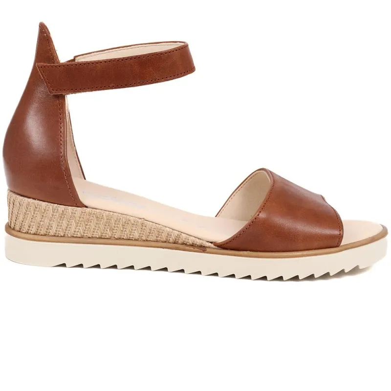 Ticho Leather Wedge Sandals - GAB39504 / 325 077 - Tan made by Jones Bootmaker