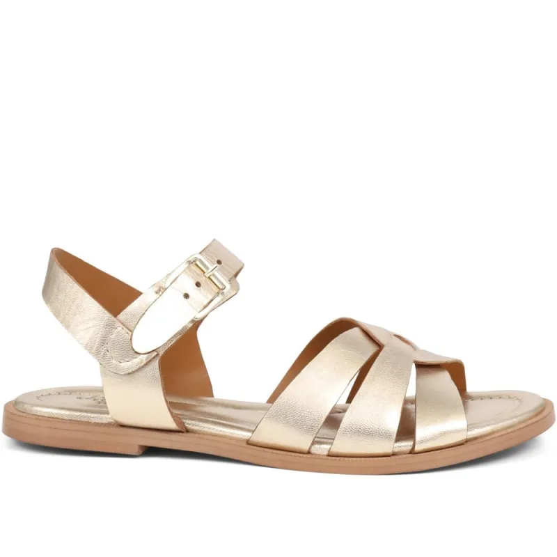 Inez Flat Sandals  - INEZ / 325 183 - Gold made by Jones Bootmaker