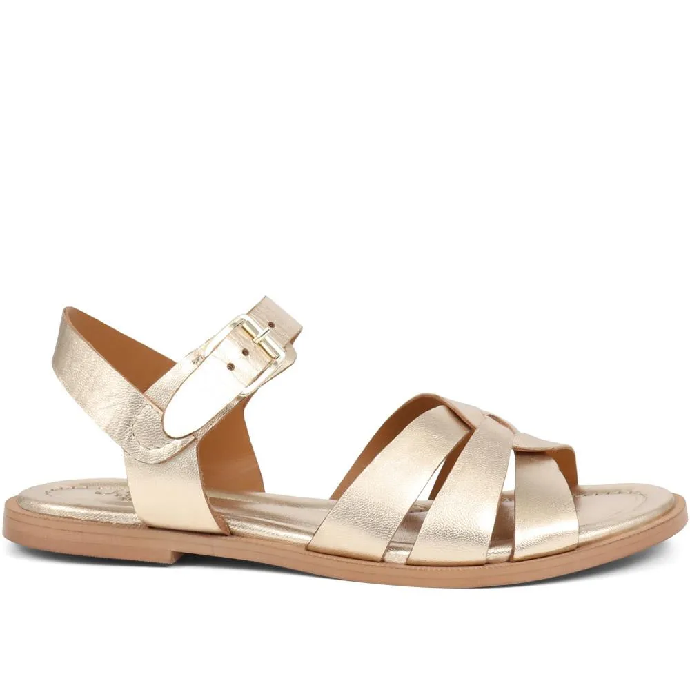Inez Flat Sandals - INEZ / 325 183 - Gold sold by Jones Bootmaker