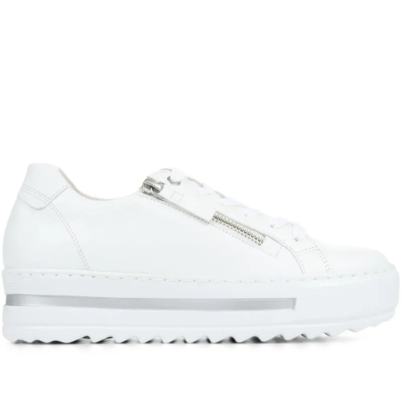Heather Leather Platform Trainers - GAB35508 / 321 583 - White made by Jones Bootmaker