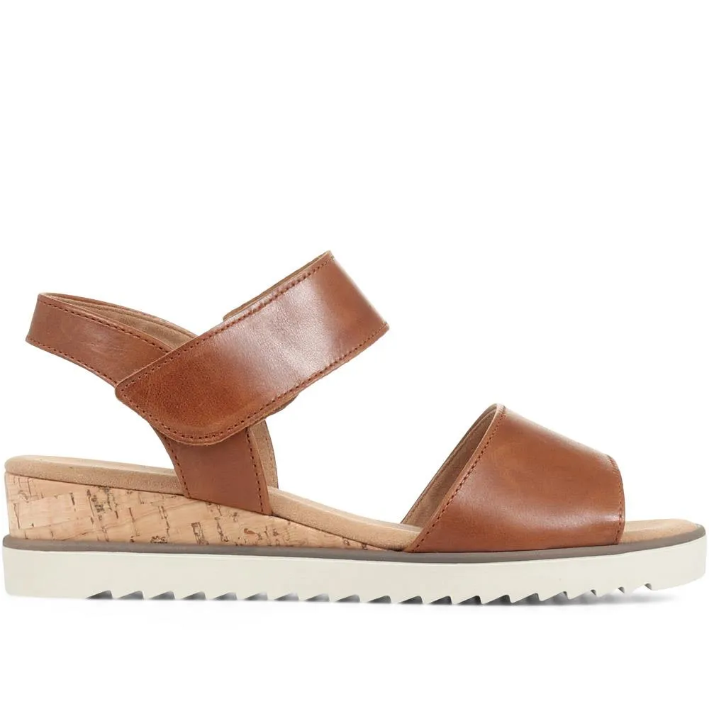 Gabor Leather Wedge Sandals - GAB35509 / 321 589 - Tan sold by Jones Bootmaker