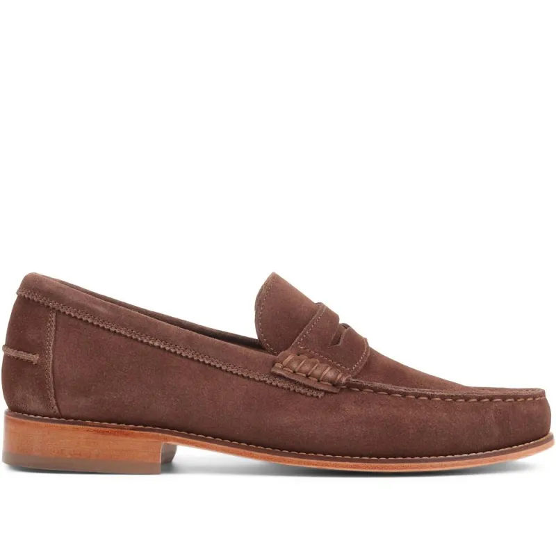 Rivers Leather Penny Loafers - RIVERS / 321 662 - Brown Suede sold by Jones Bootmaker