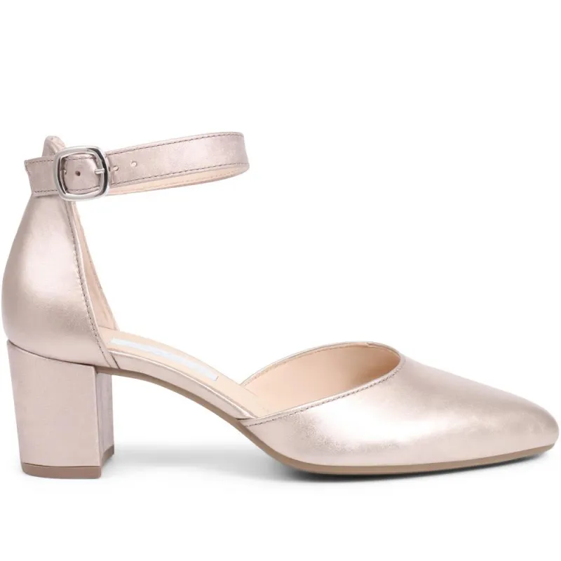 Gala Leather Heeled Sandals - GAB35521 / 321 578 - Pewter sold by Jones Bootmaker