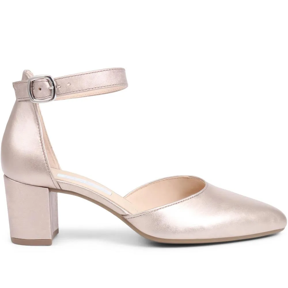 Gala Leather Heeled Sandals - GAB35521 / 321 578 - Pewter sold by Jones Bootmaker