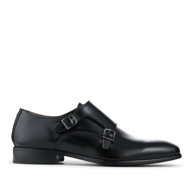 Naveen Smart Leather Monk Strap Shoes - NAVEEN / 328 714 - Black made by Jones Bootmaker